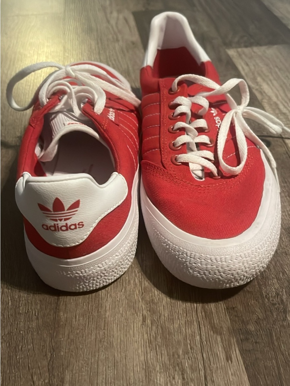 adidas Kids Red Canvas Sneakers with White Accents